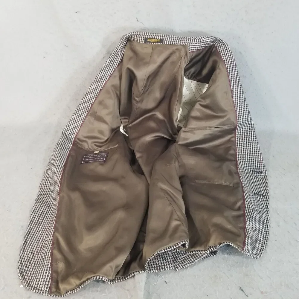Evan Picone Jacket Sports Coat Mens 44L Brown Tweed‎ Wool Vintage USA